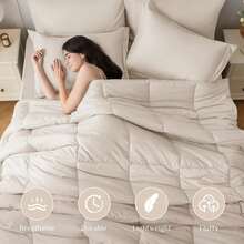 Queen Comforter Set 7 Pieces - Beige Bed In A Bag Ultra-Soft - Goose Down Alternative - Premium 1800 Series With Comforter, Sheets, Shams & Pillowcases - Màu be - Xem 6