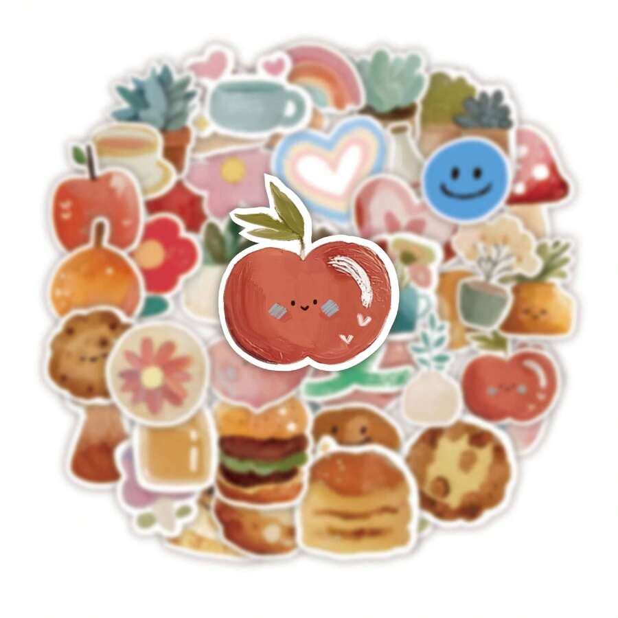 62 ملصق كرتوني لوجبات خفيفة جميلة - ملصقات زخرفية للأجهزة اللوحية والحواسيب المحمولة