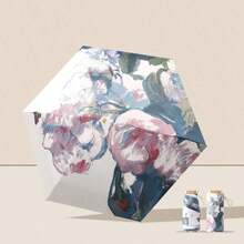 1pc UPF50+ Portable Travel Umbrella, Lightweight & Compact, Windproof & Waterproof, Foldable, Fashionable Floral Design, Suitable For Women - Multicolor - View 11