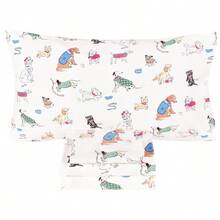 Animals Whale Zebra Monkey Tiger 100 Cotton 4 Pcs Full Bed Sheet Set Kids Boys Girls Toddler Teen, Flat Sheet amp Fitted Sheet amp Pillowcase Kids Bedding Set Full, Animals - DoblePerros - Ver 1