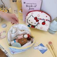 Túi đựng mỹ phẩm xách tay cao cấp thêu hình Hello Kitty chính hãng của Sanrio, có nhiều ngăn, kiểu dáng clutch, thích hợp trang trí phòng trang điểm. - Nhiều màu - Xem 6
