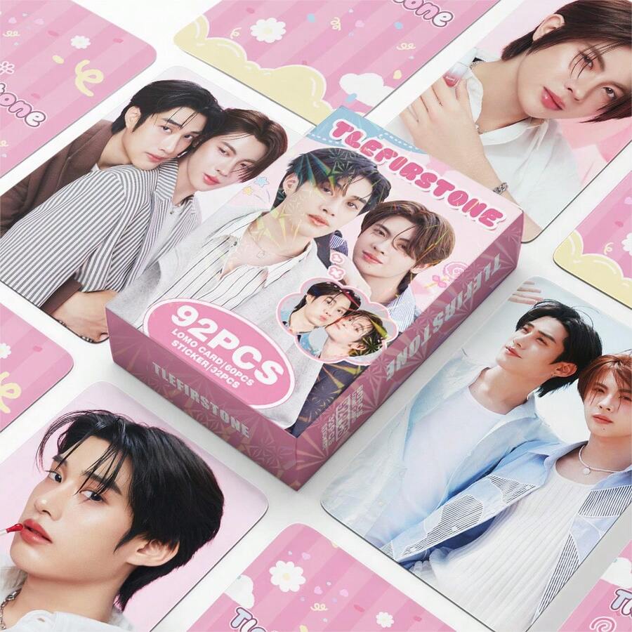 92件/盒 TLEFIRSTONE（60张LOMO卡片+32张贴纸）K-POP粉丝周边，SKZ限量版粉丝商品，照片卡，贴纸，节日礼物 - 彩色 - 查看 1