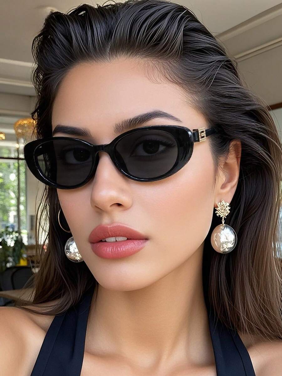 一副复古猫眼时尚眼镜，高端男女通用时尚眼镜，适合街拍、驾驶、度假、日常佩戴 - 黑色 - 查看 1