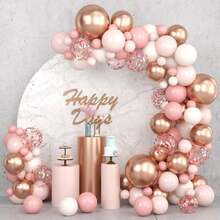kumozawa 30 Rose Golden Retro Pink Balloons | Combination Of Light Pink And White Balloons With Metal Rose Golden Confetti, Suitable For Girls, Women'S Birthdays, Bohemian Weddings, Coming Of Age, Engagement, Gender Reveal, Princess Parties, Graduations - Multicolor - View 1
