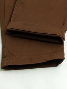 Pantalones casuales con logo bordado para niños, primavera/otoño - Café integral - Ver 8