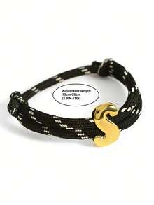 MECYLIFE 1 pieza Pulsera trenzada hecha a mano con cuerda colorida de dopamina con 26 letras, adecuada para hombres y mujeres - Cuerda negra - Ver 3