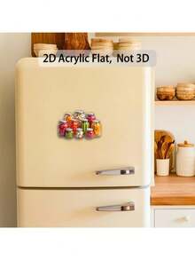 1个复古玻璃罐磁铁 - 色彩缤纷的腌制蔬菜和水果水彩风格，亚克力橡胶软磁铁，适合家庭厨师和美食爱好者，完美的感恩节礼物 - 彩色 - 查看 6