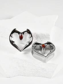 1 chiếc khuyên tai hình trái tim bằng thép không gỉ đính đá Zirconia, màu da, kiểu dáng punk, hình trái tim ma quỷ, unisex, kích thước 8mm-25mm - Như thể hiện trong hình ảnh - Xem 9