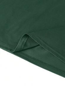 Men's Fashionable Versatile Crane Print Comfortable Crew Neck Short Sleeve T-Shirt, Summer - Dark Green - View 5