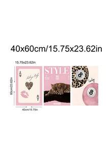 3 piezas Cuadros de arte de pared con estampado de leopardo y guepardo, impresiones de bolas de billar con suerte, pinturas en lienzo de estilo rosa femenino, decoración de lujo y estética, arte de pared de leopardo rosa para dormitorio de niña, apartamento, dormitorio, decoración de sala de estar, oficina, cocina, arte de pared, decoración de pared, decoración del hogar, decoración de habitación, arte en lienzo, carteles, arte de pared con marco, marco opcional - Multicolor - Ver 12