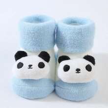 1/3 Pairs, Cute Cartoon Bear Combination Socks, 3D Plump Doll Baby Blue & White Mid-Calf Socks, Breathable Non-Slip Toddler Everyday Socks, Adorable Soft Cute Little Socks - Multicolor - View 7