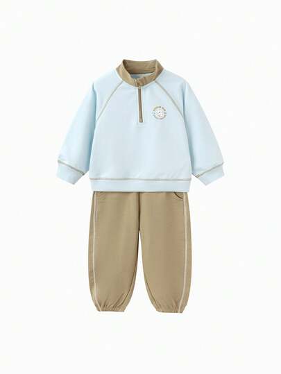 Balabala 儿童两件套，男女通用撞色领春季套装 2026