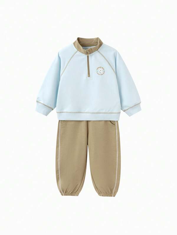 Balabala Kids' Two Pieces Set, Unisex Colorblock Collar Spring Outfit 2026