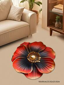 1pc Modern Floral Design Decorative Rug, Bedroom Decor, Small Rug, Carpet, Home Decor, Living Room Rug, Living Room Small Rug, Bedroom Rug, Living Room Home Decor, Outdoor Rug, Washable Rug, Plush Rug, Thick Rug, Fluffy Rug, Thickened Rug, Fleece Rug, Autumn/Winter Rug, Thick/Plush - Multicolor - View 7