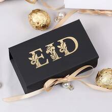 10Pcs Gold Foil EID Letter Eid Mubarak Gift Box Set Black And White Paper Gift Boxes With Satin Ribbon Decorative Ramadan Gift Packaging For Muslim Holiday Celebration & Souvenir Storage - Brick Box - View 8