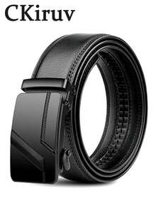 男士时尚自动扣皮带，经典设计，经久耐用，时尚百搭，休闲日常穿着，适合办公室和户外活动。 - 黑色 - 查看 1