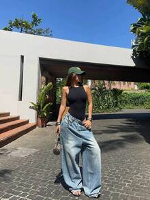 Women's Tummy Control Shapewear  Solid Sleeveless Thong Bodysuit Seamless Body Shaper Slimming Bodyshaper