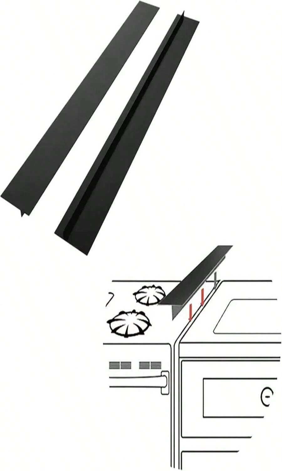 Stainless Steel Stove Gap Covers,Stove Gap Filler, Range Trim Kit, Stove Gap Guards, Heat Resistant And Easy To Clean, Easy Retractable Length 138" To 275", Width 079",Black(2PCS) - ColorC - 查看 1