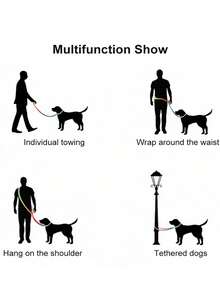 7.5ft Reflective Fashionable Geometric Pattern Hands-Free Dog Leash, Crossbody Style, Suitable For Walking And Jogging