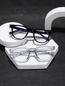 2 PCS Men's Casual Square Glasses Frame Polycarbonate Frame Lightweight For Computer Gaming Home Office With Glasses Box - Multicolor - View 6