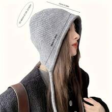 Autumn And Winter Knitted Letter Brimless Hat, Warm And Comfortable, Fashionable And Cute, Soft And Warm, Suitable For Daily Outings - Xám - Xem 8