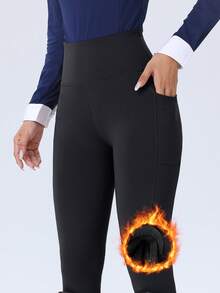 ROYALS MATTINI Women's Autumn/Winter Solid Color High Waist Velvet Equestrian Pants, Cycling Pants, Comfortable And Slimming