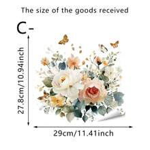 1pc Spring-Themed Watercolor Floral And Plant Toilet Sticker, Removable Self-Adhesive PVC Waterproof Bathroom Decorative Decal, Suitable For Bedrooms, Bathrooms, Dining Rooms, And Interior Home Decoration. - Multicolor - View 8