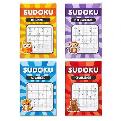 Libro de puzles de Sudoku para entrenamiento de concentración, un juego de pensamiento clásico que fomenta el enfoque profundo y la estrategia cuidadosa, perfecto para desarrollar la confianza a través de una práctica diaria constante