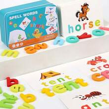 Juego educativo temprano de inteligencia para niños, cartas de aprendizaje de letras y palabras en inglés para reconocer y formar palabras - Multicolor - Ver 1