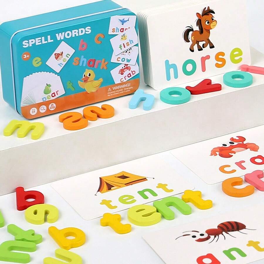 Juego educativo temprano de inteligencia para niños, cartas de aprendizaje de letras y palabras en inglés para reconocer y formar palabras - Multicolor - Ver 1