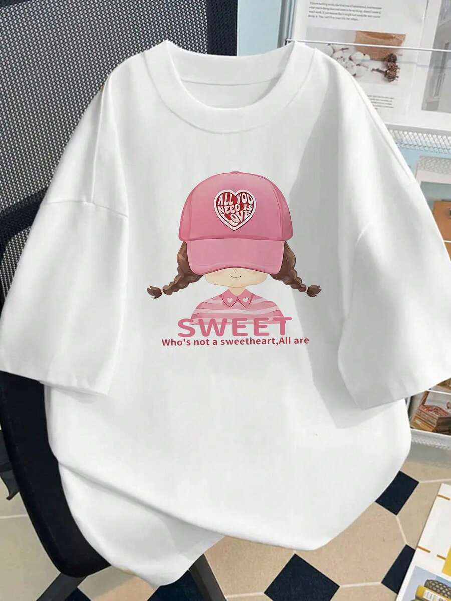 女士白色休闲T恤 - 白色 - 查看 1