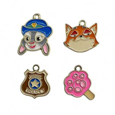 尼克狐和朱迪兔滴油合金DIY饰品配件，包包吊坠，收藏玩具，小礼物，背包吊坠