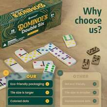 Queensell Juego de Domino para Adultos con Puntos de Colores Domino Doble 6 Juego de Mesa Clasico para Niños y Adultos Set Estandar de 28 FichasDiversión infantil, juegos felices, imprescindibles para los niños - como en la foto - Ver 5