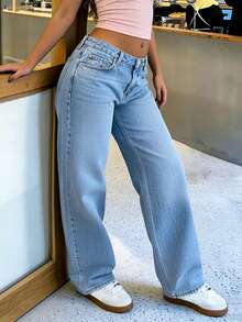 MYOURSA Low Rise Baggy Wide Leg Jeans For Women Daily Casual School Outfits - Light Wash - View 6