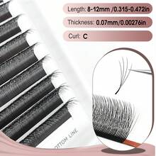 CoMango 12对C/D卷度4D窄W型手工高级假睫毛，柔软轻盈，自然逼真，睫毛嫁接用品，化妆网状交叉假睫毛 - 黑色 - 查看 10