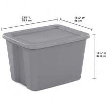 Plastic Storage Bin With Snap Lid 18 Gallon Large Capacity Organizer Box Gray - 1 - 查看 3