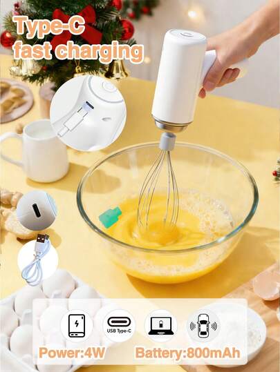 GENAI Luqeeg Electric Hand Mixer, Cordless Electric Kitchen Hand Blender, 3-Speed Food Mixer, Suitable For Making Cappuccino, Matcha, Dough, Egg Batter And Cream