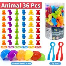 Color Sorting & Stacking Counting Toy Set With Bowl, Preschool Learning Activity, Montessori Sensory STEM Toys, Daycare Supplies, Gift For Toddlers Boys Girls, Random Color & Accessories - Multicolor - View 8