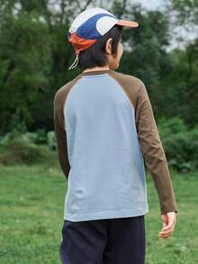 Balabala Camiseta de manga larga para niños, camiseta de primavera de algodón de secado rápido 2026 - Tono café azul - Ver 3