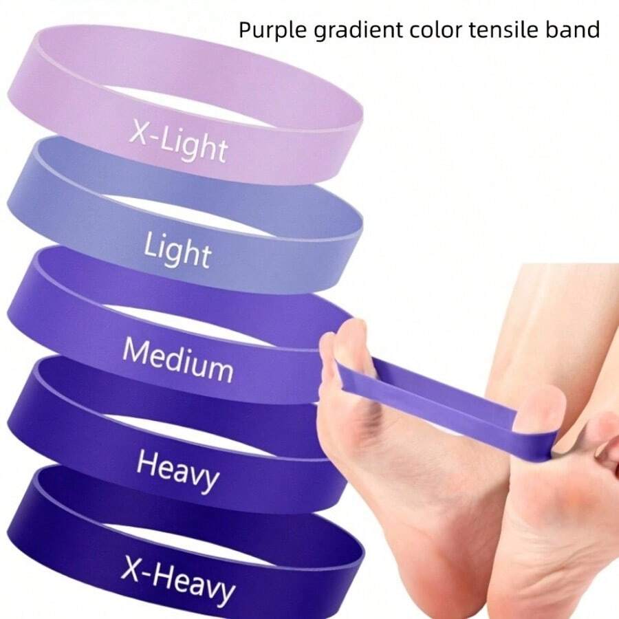 一套紫色渐变手指阻力带 | 拉伸、鼠标手和脚趾阻力训练，中等阻力，硅胶材质 - 彩色 - 查看 1