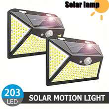 203 LED Solar Motion Sensor Wall Light, 3 Modes, IP65 Waterproof, Easy Installation For Garden, Yard, Garage, Fence, Also Suitable For Halloween And Christmas Decoration Lighting, Holiday Gift - White Light - View 13