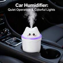 Máy tạo ẩm hình mèo dễ thương, chạy bằng nguồn USB, hoạt động êm ái, máy tạo ẩm để bàn di động có đèn ngủ, thích hợp sử dụng tại nhà và văn phòng, chạy bằng nguồn USB, không cần pin, phòng ngủ. - Nhiều màu - Xem 6