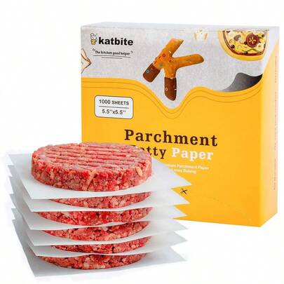 Hamburger Patty Paper 1000Pcs, 5.5x5.5 Non Stick Parchment Paper Squares Sheets For Patty Seperate, Burger Press, Ground Beef, Freezing Or Candy Wrappers, Use For Oven, Microwave Or Freezer