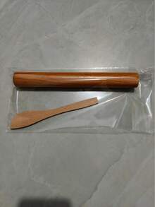 1pc Wooden Rolling Pin, Solid Beechwood Dough Roller, Non-Stick Kitchen Tool, Kitchen Accessory, Suitable For Christmas, Wedding, Mother's Day, Holiday Events - Multicolor - View 7