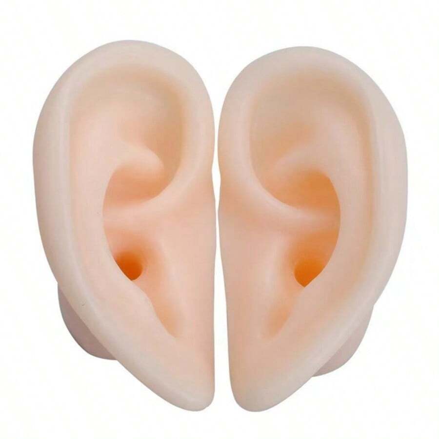 1个创意硅胶成人耳模，逼真训练耳洞，假耳 - 膚色 - 查看 1