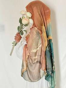 Hijab estampado em modal (1 peça), confortável, macio e respirável, ideal para uso diário com abaya. - Multicolorido - Ver 9