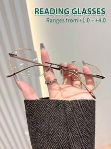 Rivsar Kính đọc sách không gọng, lấp lánh, gợi cảm dành cho nữ, gọng cắt kim cương, tròng kính độ nét cao, đeo lâu không gây chóng mặt, phù hợp cho đọc sách/may vá/kinh doanh/văn phòng/thanh lịch/sử dụng hàng ngày, kính cận, càng kính tròn nhẹ có lò xo, chống trơn trượt khi chơi thể thao, đọc sách thoải mái khi dùng máy tính, kính đọc sách chống mỏi mắt, thiết kế tiện lợi, dễ mang theo, phù hợp với mọi khuôn mặt. - Màu trong suốt - Xem 23