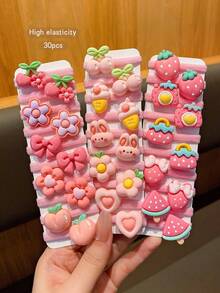 30pcs Cartoon Cute Hair Ties, Sweet Style Hair Accessories Suitable For Everyday Use - Multicolor - View 7