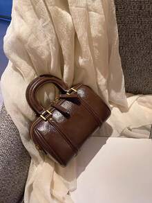 Boston Handbag, Shoulder Bag, Pillow Bag - Coffee - View 4