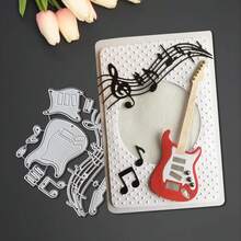 Creative Guitar Metal Cutting Dies, DIY Scrapbooking Album And Embossing Stencil, Greeting Card Making Tool, Card Paper Cutting Crafts ,Gift Card Making Template Die Cuts. - Silver - View 4